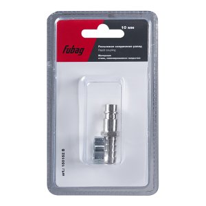 FUBAG Разъемное соединение рапид (штуцер), елочка 10мм с обжимным кольцом 10x15мм, блистер 1 шт FUBAG Разъемное соединение рапид (штуцер), елочка 10мм с обжимным кольцом 10x15мм, блистер 1 шт