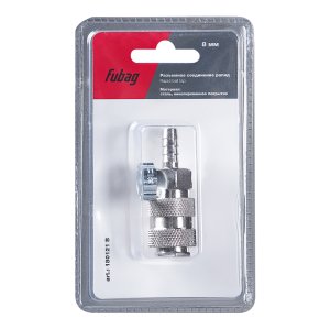 FUBAG Разъемное соединение рапид (муфта), елочка 8мм с обжимным кольцом 8х13мм, блистер 1 шт FUBAG Разъемное соединение рапид (муфта), елочка 8мм с обжимным кольцом 8х13мм, блистер 1 шт
