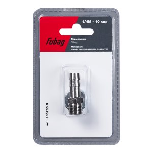 FUBAG Переходник 1/4 дюйма М на елочку 10мм с обжимным кольцом  15Х18мм, блистер 1 шт FUBAG Переходник 1/4 дюйма М на елочку 10мм с обжимным кольцом  15Х18мм, блистер 1 шт