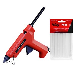 FUBAG Термоклеевой пистолет PRG 100  + Клеевые стержни прозрачные PRGT 100 мм 11.2 мм 12 шт.  FUBAG Термоклеевой пистолет PRG 100  + Клеевые стержни прозрачные PRGT 100 мм 11.2 мм 12 шт.