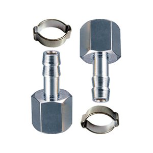 FUBAG Переходник 1/4 дюйма F на елочку 6мм с обжимным кольцом 9Х11мм, блистер 2 шт