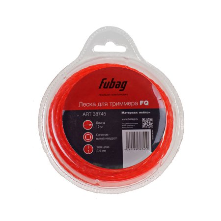 Триммерная леска FUBAG сечение витой квадрат L 15 м * 2,4 мм Триммерная леска FUBAG сечение витой квадрат L 15 м * 2,4 мм