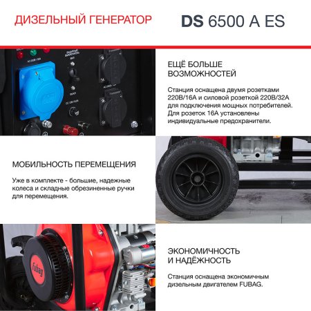 Дизельный FUBAG DS 6500 A ES генератор с электростартером и коннектором автоматики Дизельный FUBAG DS 6500 A ES генератор с электростартером и коннектором автоматики в Томске фото